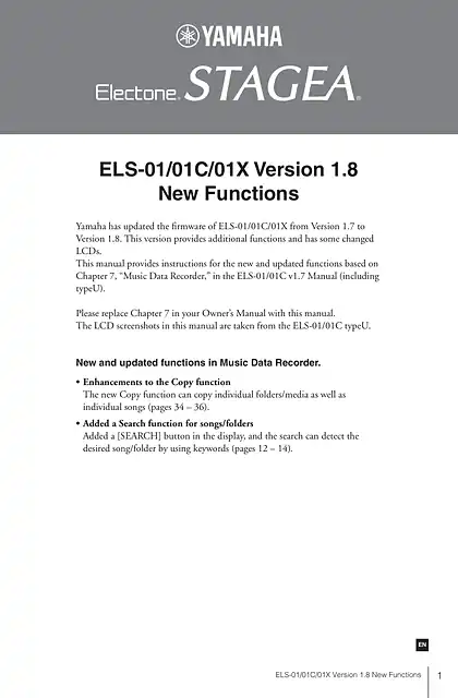 yamaha雅马哈ELS-01_01C_01X Version 1.8 New Functions